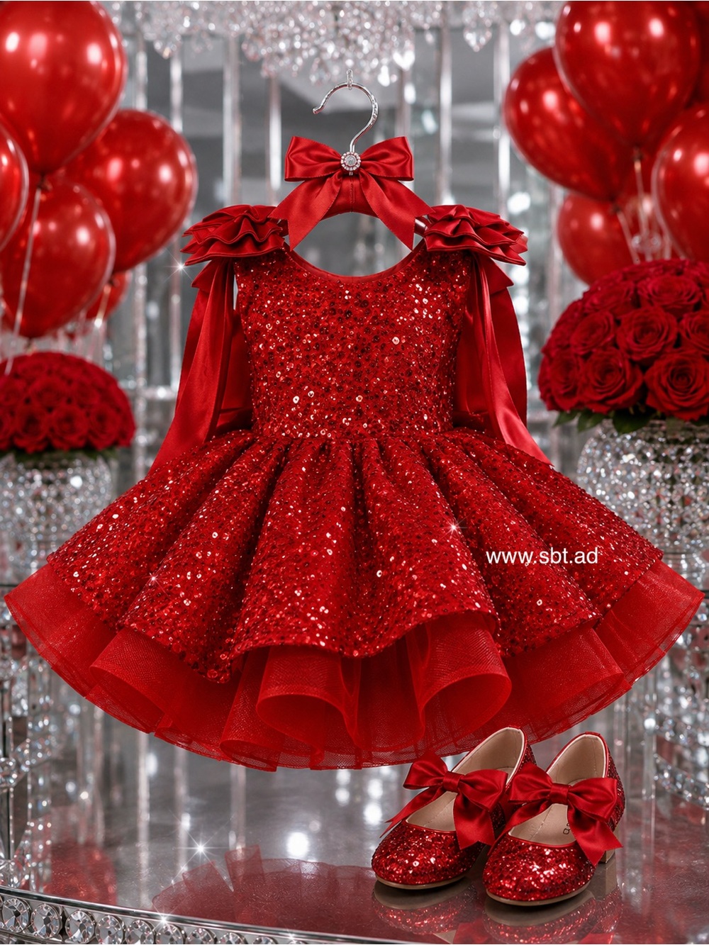 NWT Adorable Baby Girl Formal Dress Sparkling Sequins & Beads Flower Girl Gown